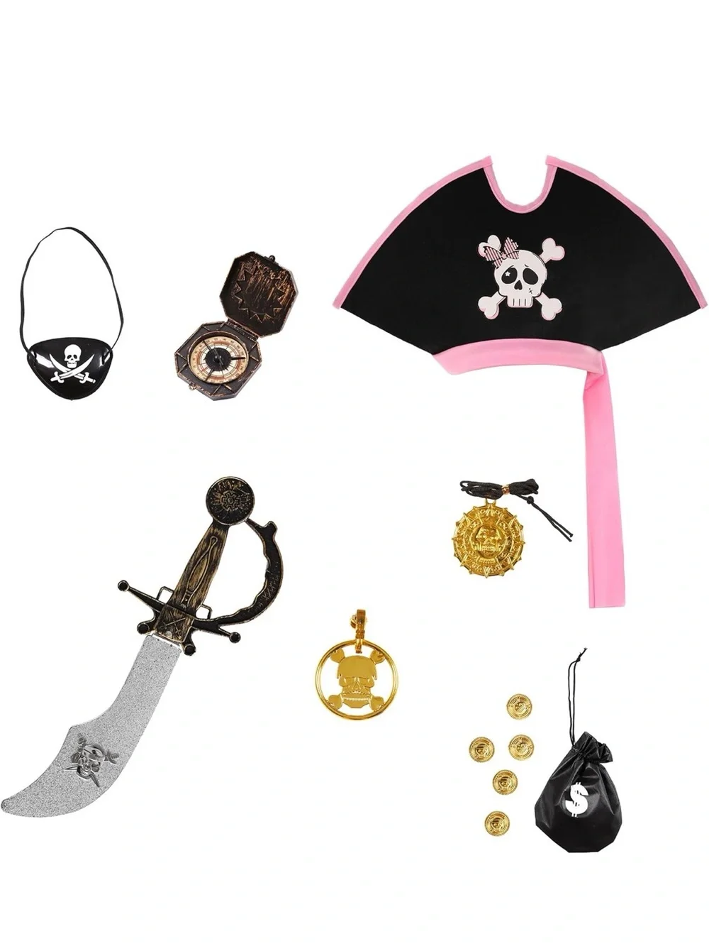 Pink Pirate Costume Dress with Accessories for Kids